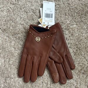 Michael Kors, Women Brown Leather Gloves, Size M